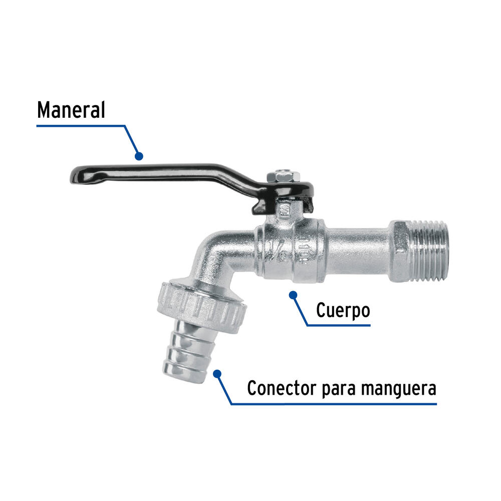 CAÑO DE ESFERA DE METAL 1/2`` PARA JARDÍN, 110 G