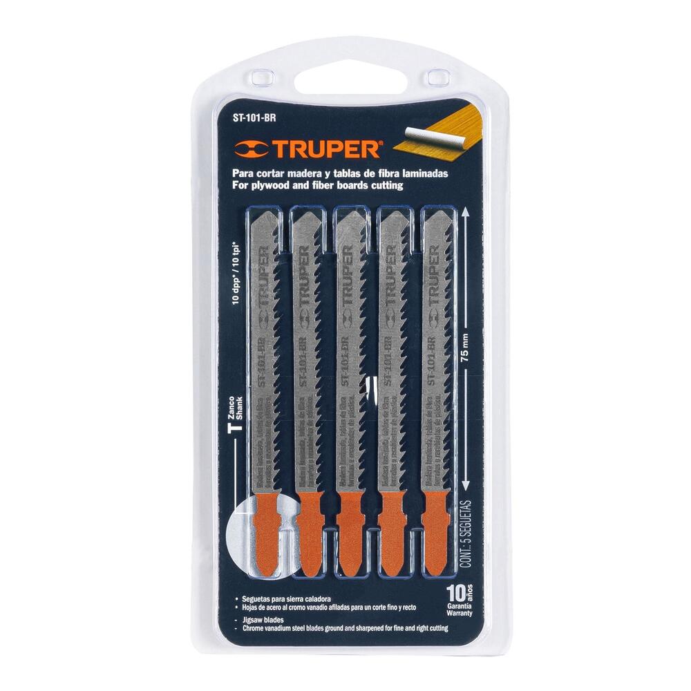 BLÍSTER CON 5 HOJAS DE SIERRA 10 DPP ZANCO ``T`` CORTE RECTO TRIPLAY